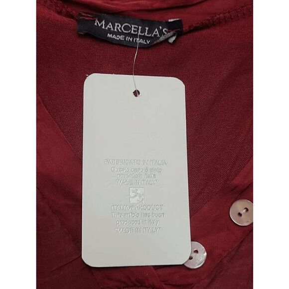 MARCELLA’S Long Sleeve Red Tiered Boho Dress Made in Italy SIZE M NWT - Picture 8 of 10